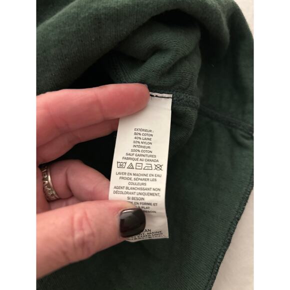 LL Bean Green Wool Blend Henley Sweater XL Outdoor Cabin Lodge Warm - Picture 3 of 5